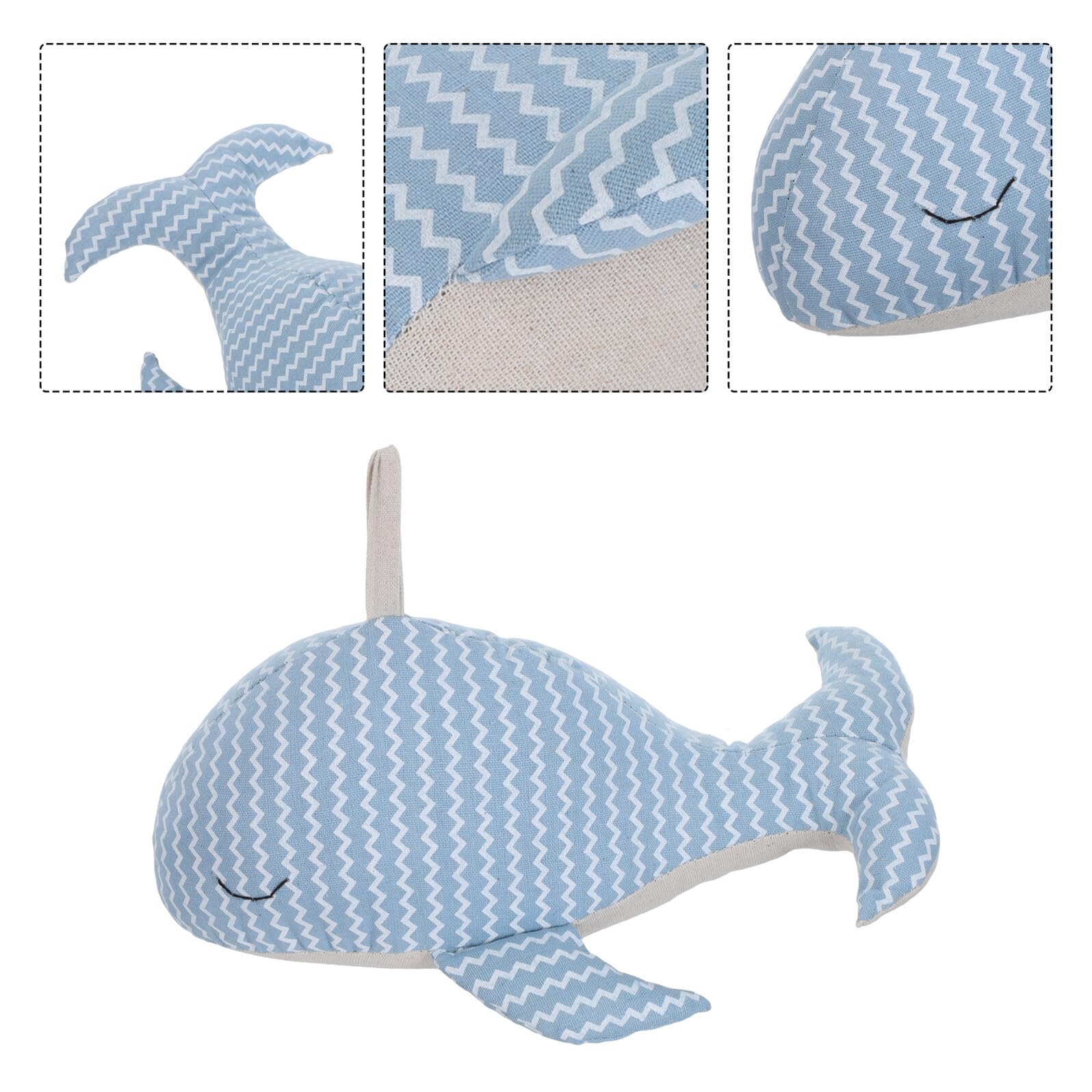 Tope de Puerta Anticolisión de Tela Diseño de Ballena Azul Oscuro, Bloqueador de Viento Creativo para Hogar y Oficina, Accesorio Decorativo Infantil y Protección Estable