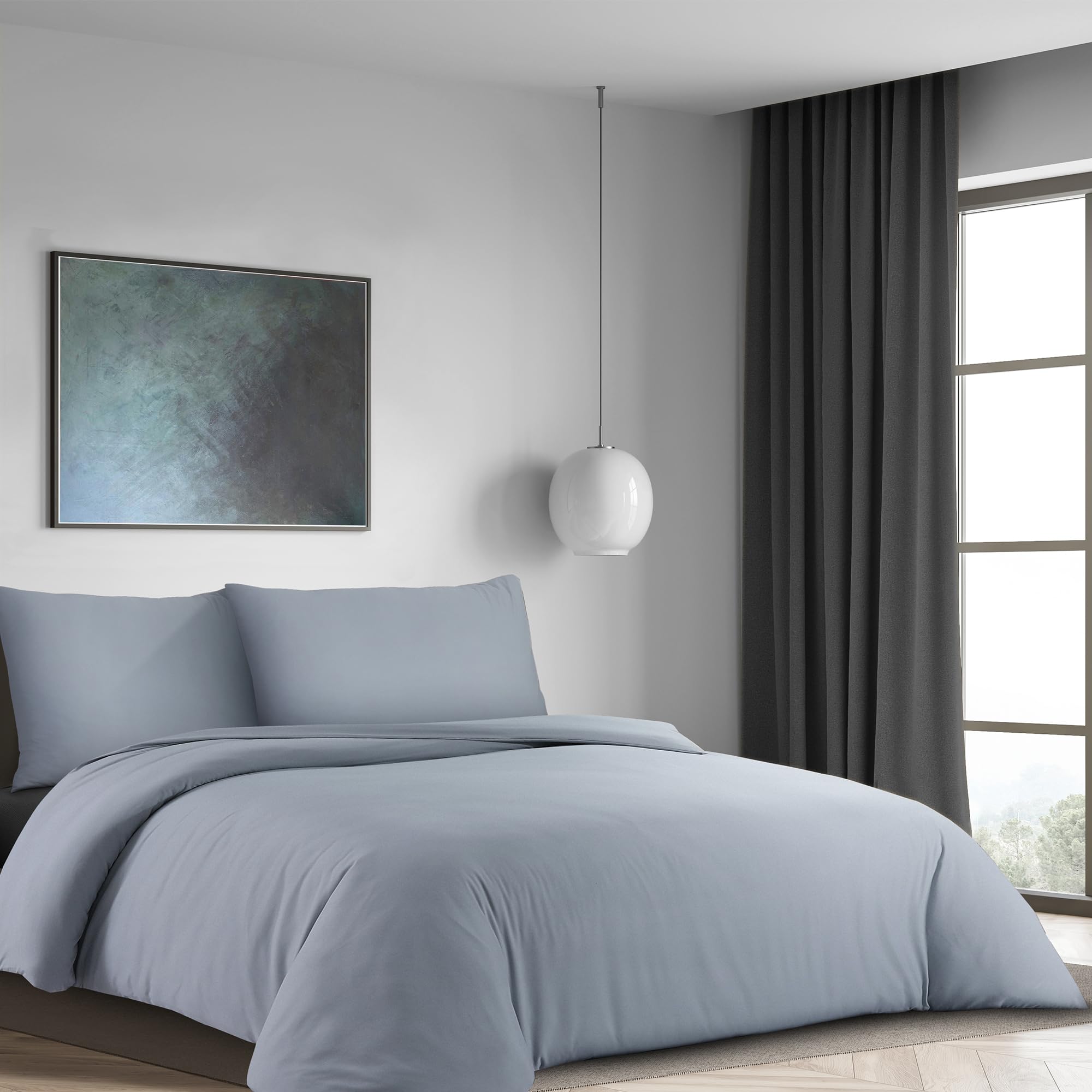 LYMA Bedding Bettwäsche Set, Oeko-TEX-Zertifiziert, Premium Weiches Doppelt Gebürstete Nanoplush Stoff Bettdeckenbezug, Knitterfrei Bügelfrei Bettbezug mit Kissenbezug (Licht Grau, 135x200+80x80cm) Küche, Haushalt & Wohnen