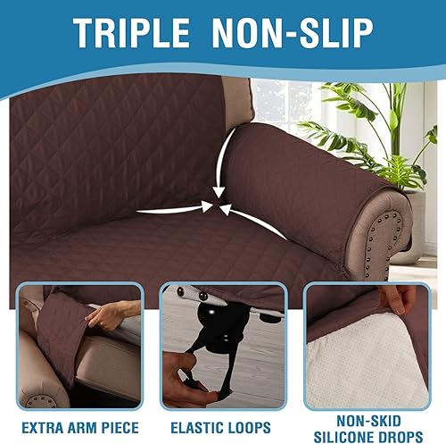 Miniatura 7 de H.VERSAILTEX Funda de sofá para silla, 100% impermeable, funda protectora de muebles con correas elásticas para mascotas, niños, perros, gatos