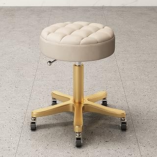 Swivel Swivel Stool Chair,Height Adjustable, Swivel Stool Chair, Round Rolling Stools,for Kitchen,Salon,Bar,Office,Massage/Light Brown (Beige)