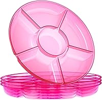 Vista 15 de Bandeja de servir redonda seccional de 6 secciones de plástico Plasticpro (2, Blanco y Oro Rosa)