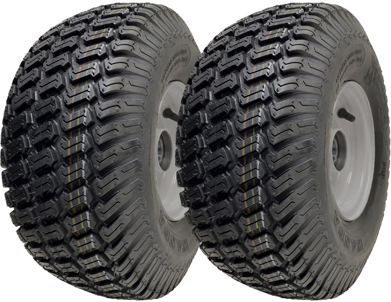 Ruedas para cortacésped de 15 x 6.00-6 pulgadas, cubo de 65 mm, neumáticos en llanta, rodamientos de 20 mm (juego de 2)