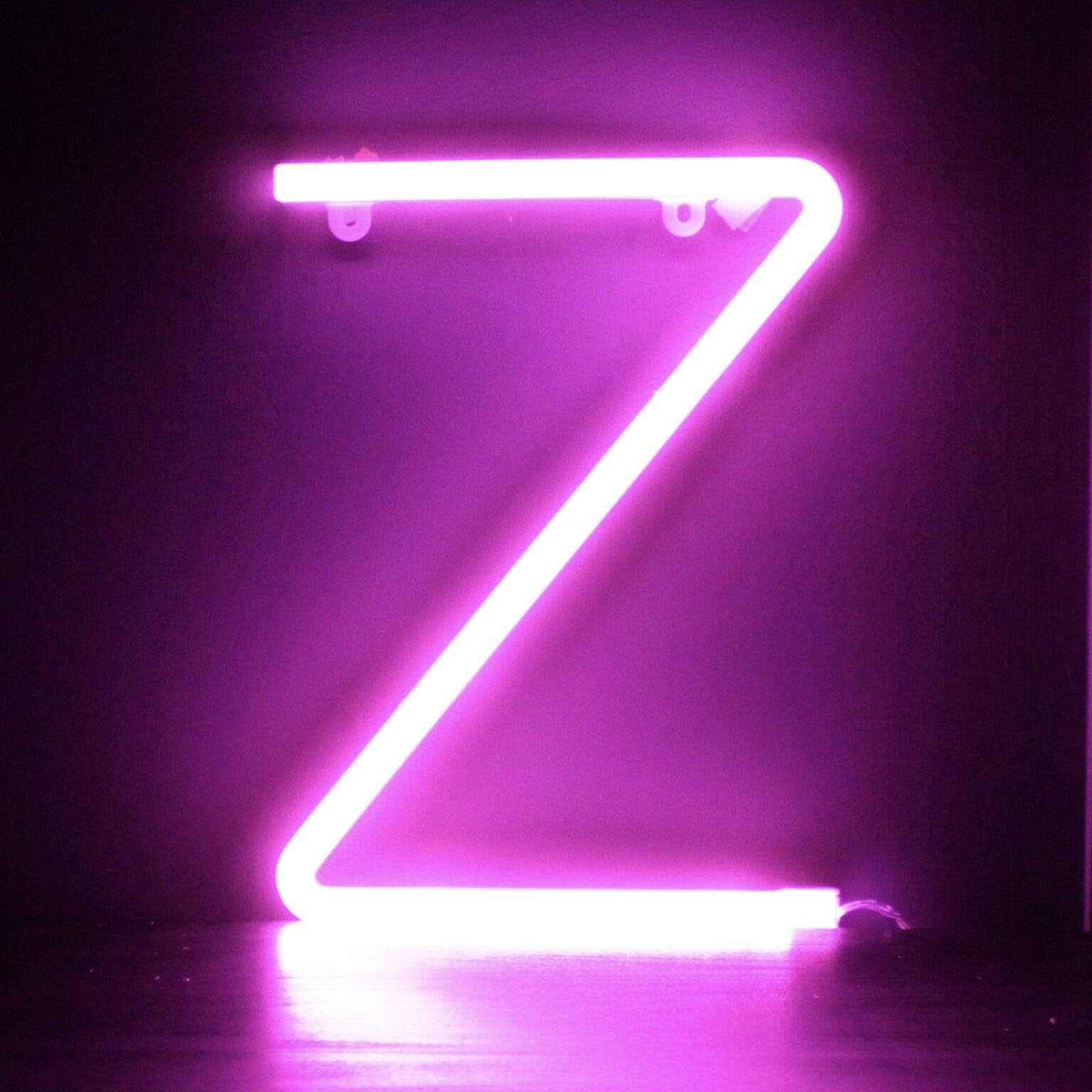 Pink Neon Alphabet Light by Smiling Faces - Create A Personalised Neon Sign - Alphabet LED Letter Lights for Room Decor, Parties, Weddings & Festivals - Letter Z