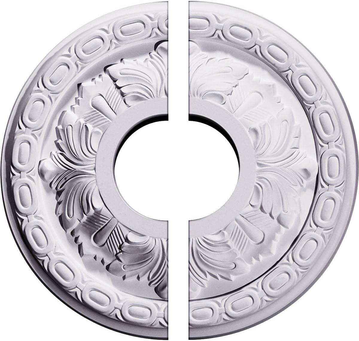 Ekena Millwork CM11LF2 11 3/8"OD x 3 5/8"ID x 1 1/8"P Leaf Ceiling Medallion, Fits Canopies up to 4-3/4", 2 Piece