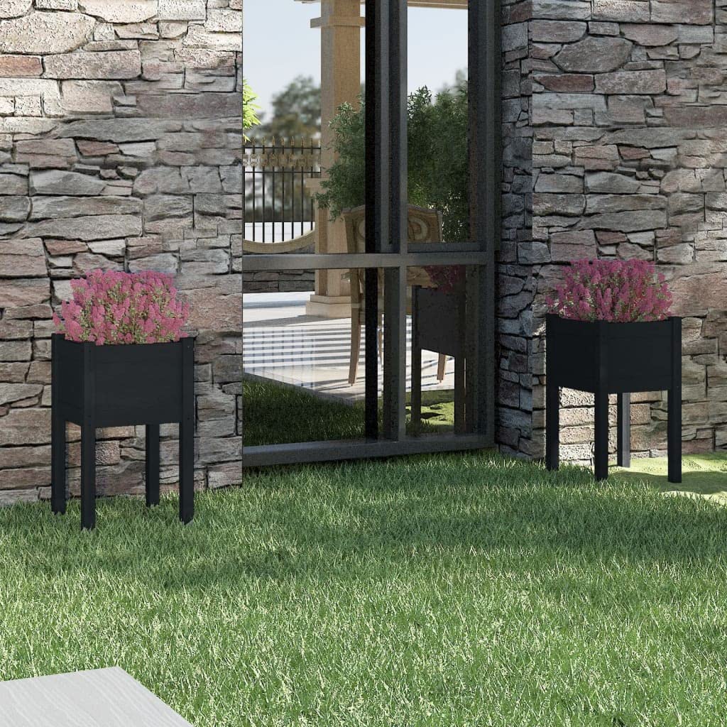 Macetero alto 2 unidades, color negro, 40 x 40 x 70 cm, madera maciza de pino, macetas, macetas, macetas, jardineras, jardineras, jardineras, macetas, macetas, macetas, macetas, maceteros de