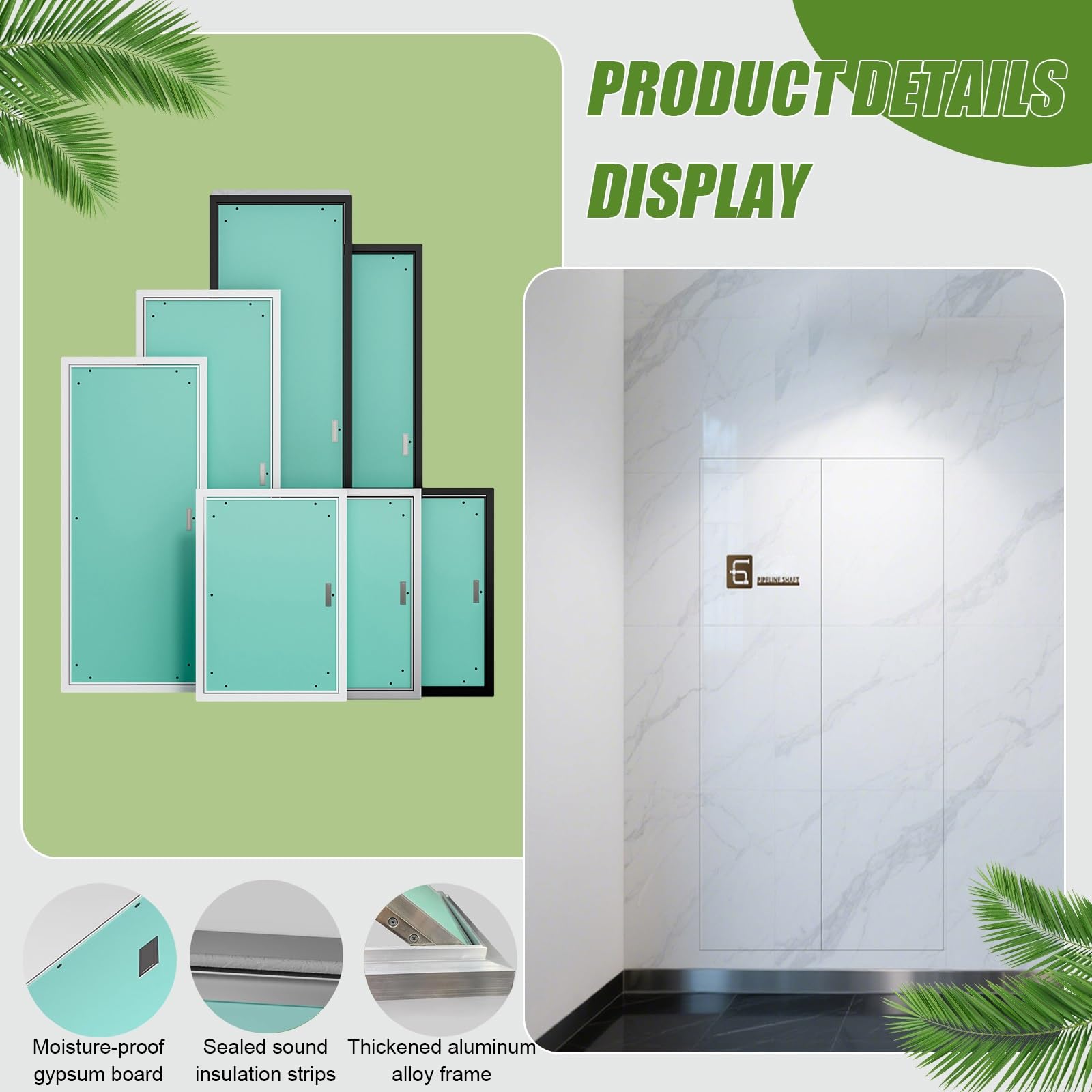 Piastra di ispezione universale per cartongesso, 30 x 80 cm, per accesso a soffitto, antincendio, impianto idraulico, kit di manutenzione