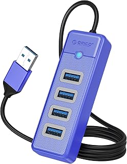 ORICO USB Hub 3.0, USB Splitter for Laptop 5Gbps Data Transfer, USB Port Hub with 3.3FT Cable, Multi USB Port Applicable for iMac Pro, MacBook Air, Mac Mini/Pro, Surface Pro, USB Flash Drives-PW4U