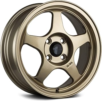 AVID.1 AV-08 Gold 15x6.5 Custom Wheel 4x100 Bolt Pattern with +35 Offset Lightweight Performance Alloy Wheel Premium 5-Spoke & Track-Ready Car Accessories