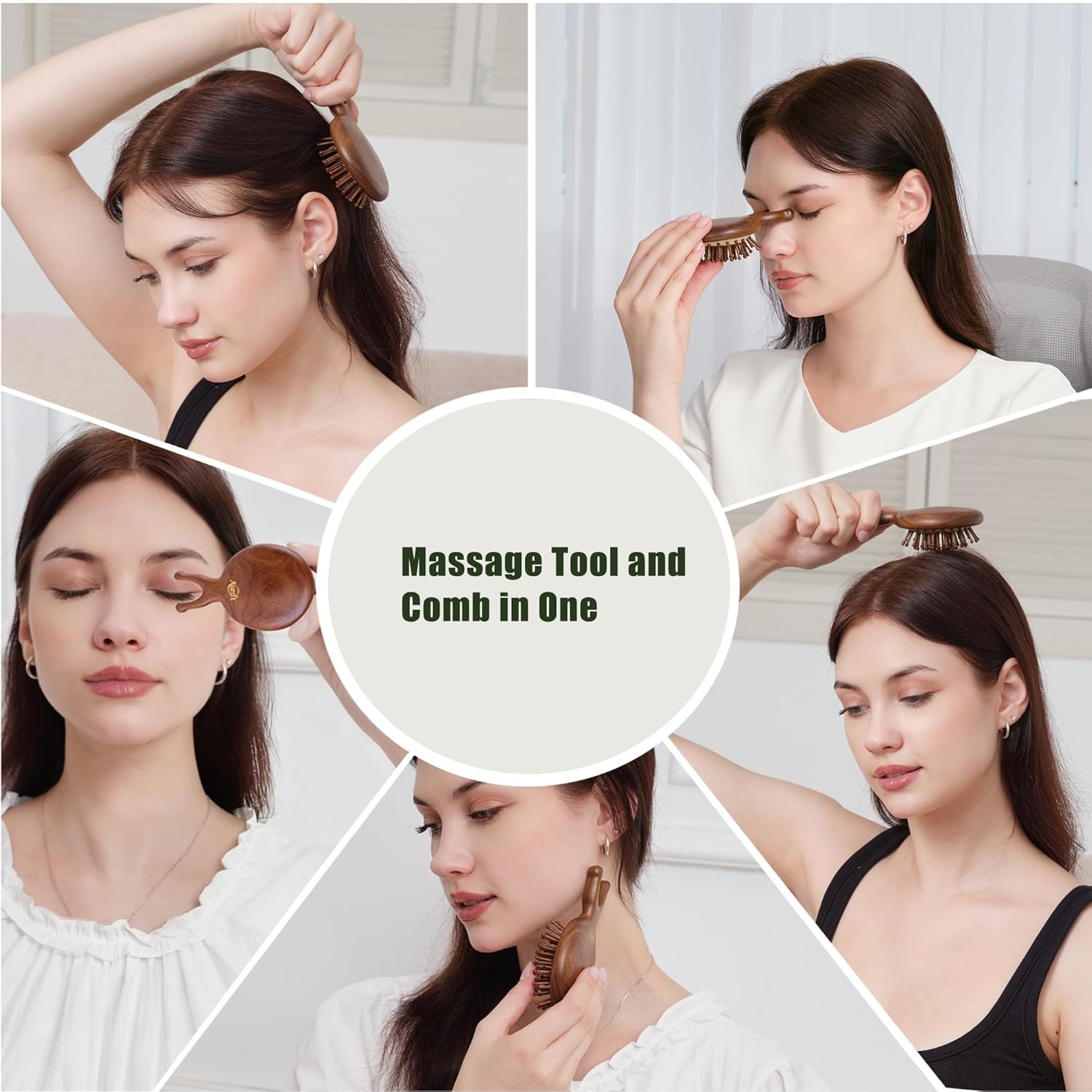 2PCS Mini Wooden Hair Brush & Comb Set, Head Scalp Massage Brush, Portable Travel Hair Care comb with Manual Massage Tool, Gift-Ready Box for Self-Care & Relaxation - Image 2