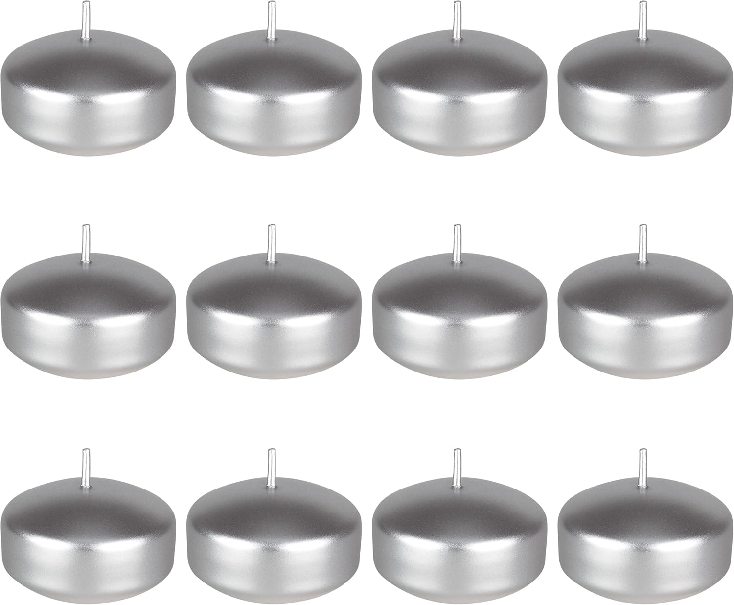 Mega Candles 12 pcs Unscented Silver Floating Disc Candle