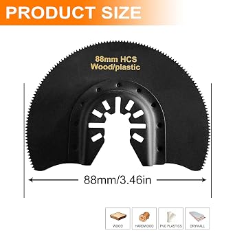 5-Piece High Carbon Steel Oscillating Saw Blade Set - 88mm Blades for Cutting Wood Soft Metal and Plastic - Quick Release Blades Compatible with Dewalt Makita Ryobi Milwaukee Fein and Rockwell