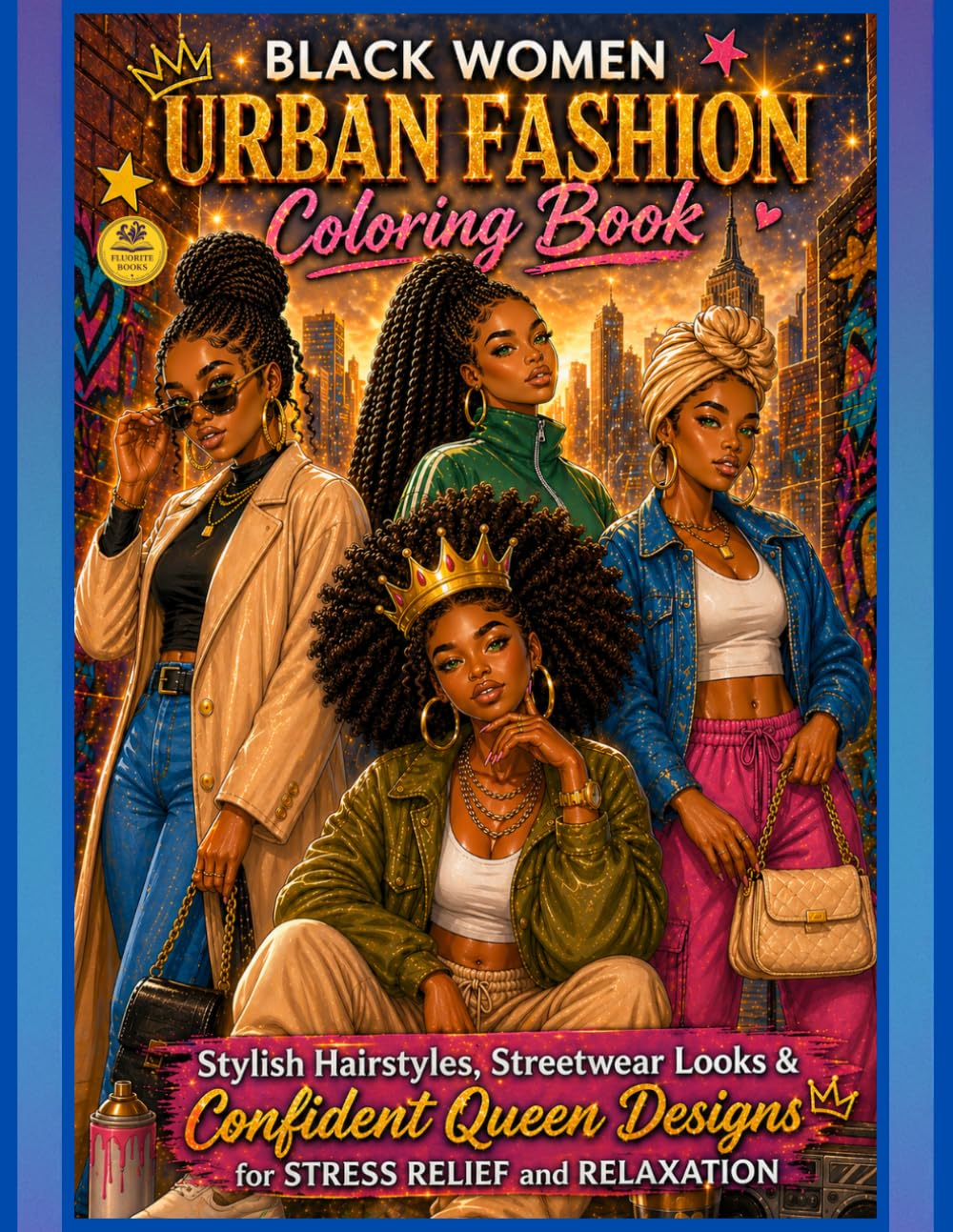 Black Women Urban Fashion Coloring Book: Stylish Hairstyles, Streetwear Looks & Confident Queen Designs for Stress Relief and Relaxation (Urban Queen Vibes Series)