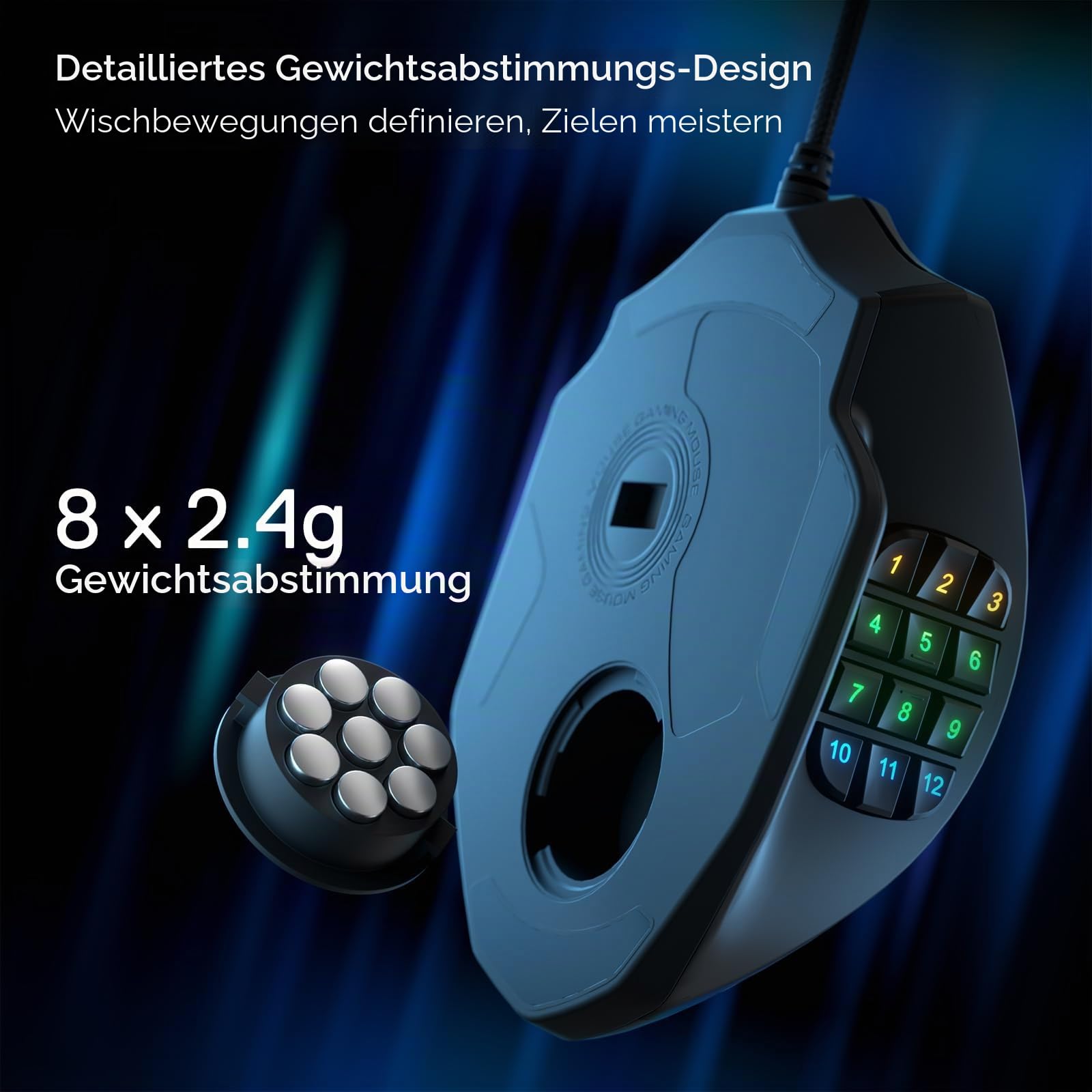 Redragon M908 Impact RGB LED MMO Maus mit Seitentasten, optische kabelgebundene Gaming-Maus mit 12.400DPI, hohe Präzision, 20 programmierbare Maustasten