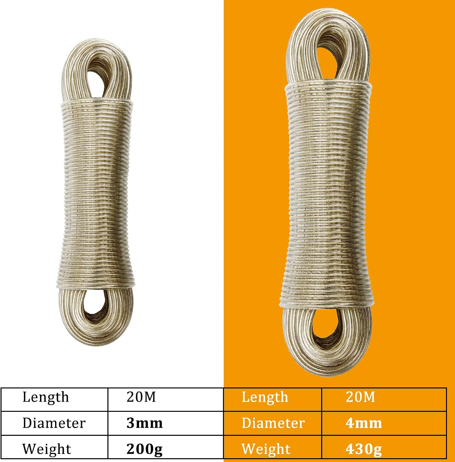 Washing Line Rope Strong, 20m Heavy Duty Extra Strong Steel Core Clothes Lines, Strong Washing Line - Image 4