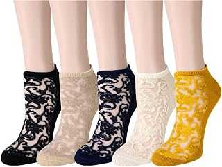 Girl Floral Lace Socks for Women Summer Ankle Sheer Socks Fashion See Through Transparent Silk Fishnet Nylon Sock