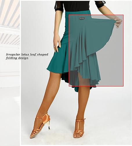 Miniatura 6 de G2022 Falda de diseño irregular con diseño de hoja de loto profesional de baile de salón latino