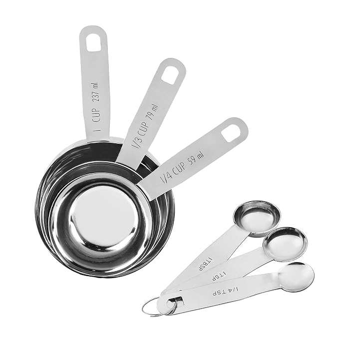 AXIOM Stainless Steel Measuring Cup and Spoon Set of 6 Pieces. 3 ...