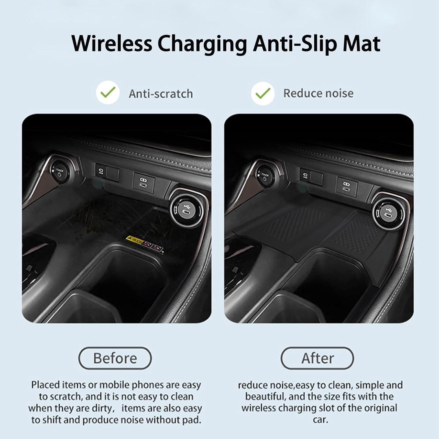 Wireless Charging Anti-Slip Mat for 2026 2025 2024 Toyota Grand Highlander Soft Silicone Anti-Scratch Car Center Console Phone Charger Protective Pad Liner Interior Accessories (Black)