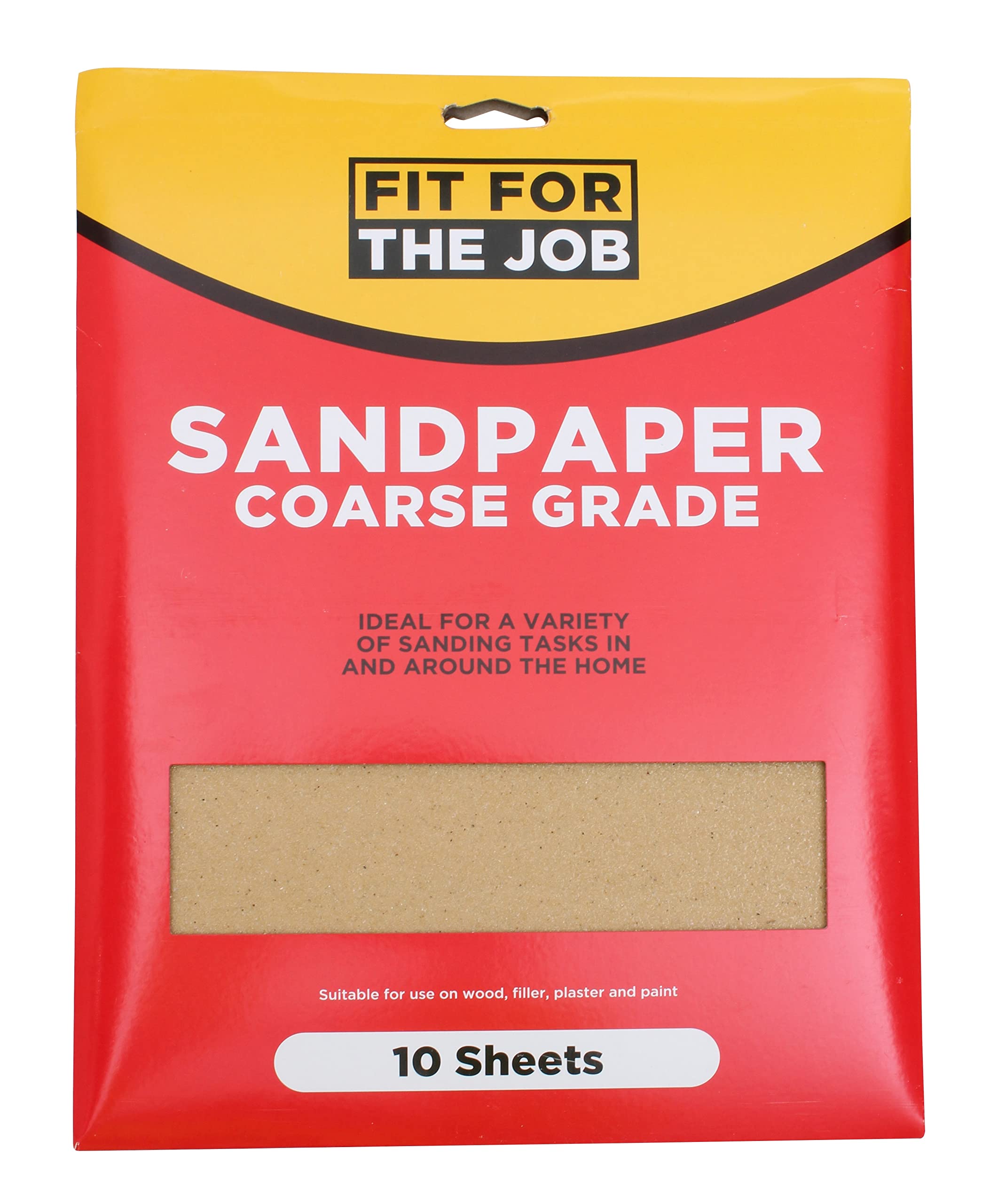 Fit For The Job 10 Large A4 Size Sheets Coarse Grade Sandpaper for Sanding Wood, Furniture, Metal, Plaster For Home Improvement, Decorating & More, 11x9 inch (230x280mm) 11" x 9"