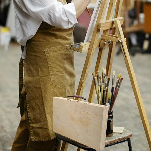 Miniatura 2 de FAVOMOTO Caja de almacenamiento de pintura, caja de madera portátil sin acabar, caja de suministros de arte para artista, caja de almacenamiento de