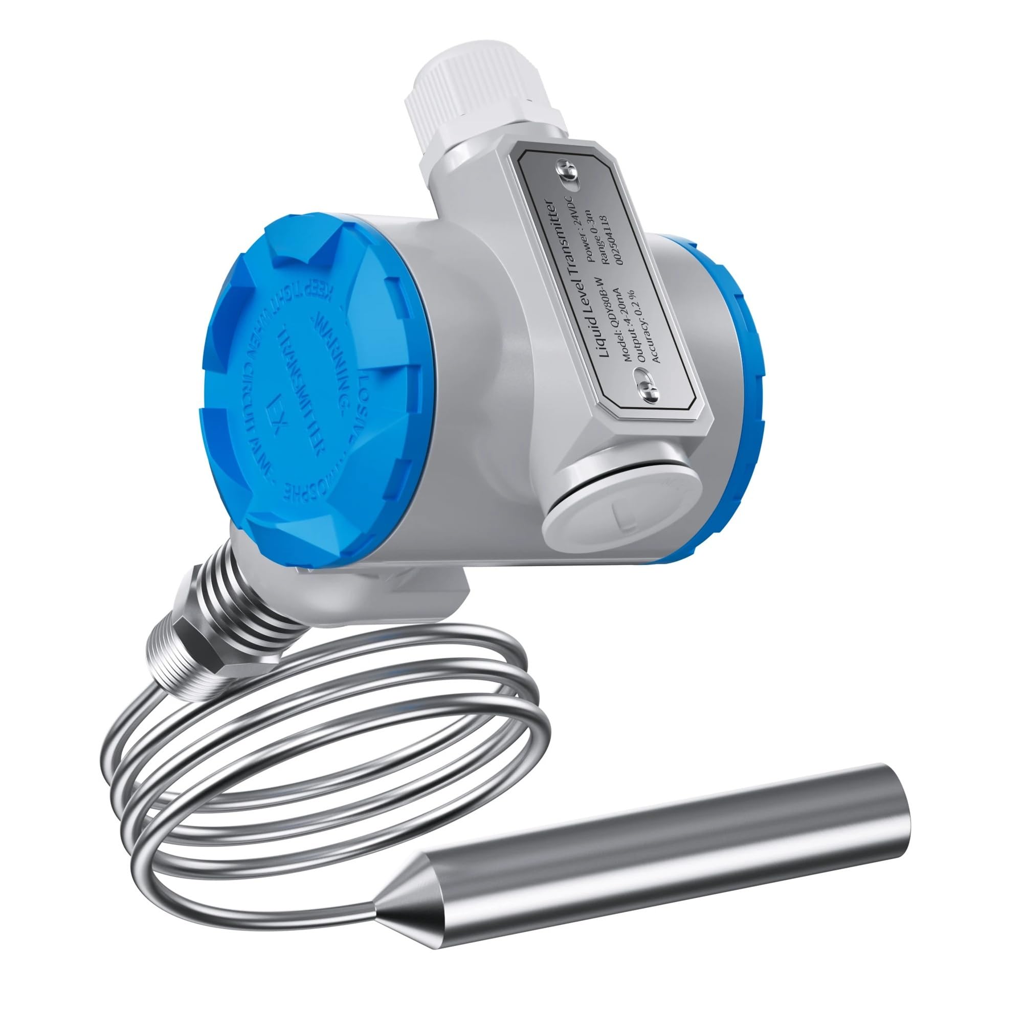 Przetwornik poziomu cieczy w cylindrze do zbierania gazu, wysoka temperatura, 4-20 mA, DC24 V, czujnik poziomu wody Solidna ochrona(2m range 5m cable,RS485)