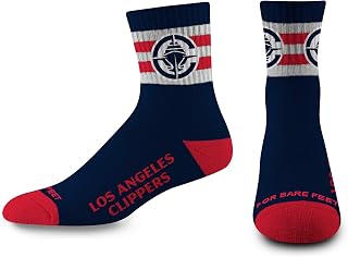 For Bare Feet NBA mens Nba 5 Stripe Logo Quarter Sock Large