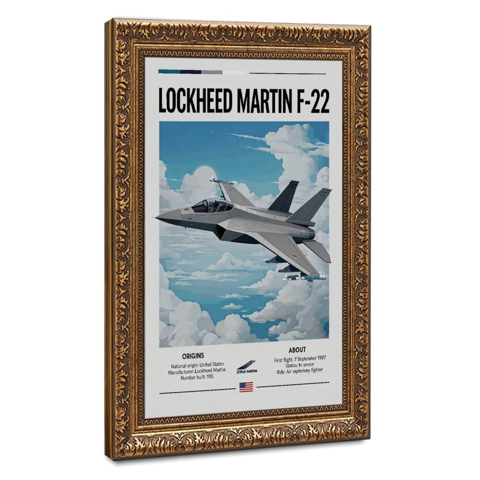 Bareronor Fighter Jet Canvas Poster for Dorm Room Decor Gift