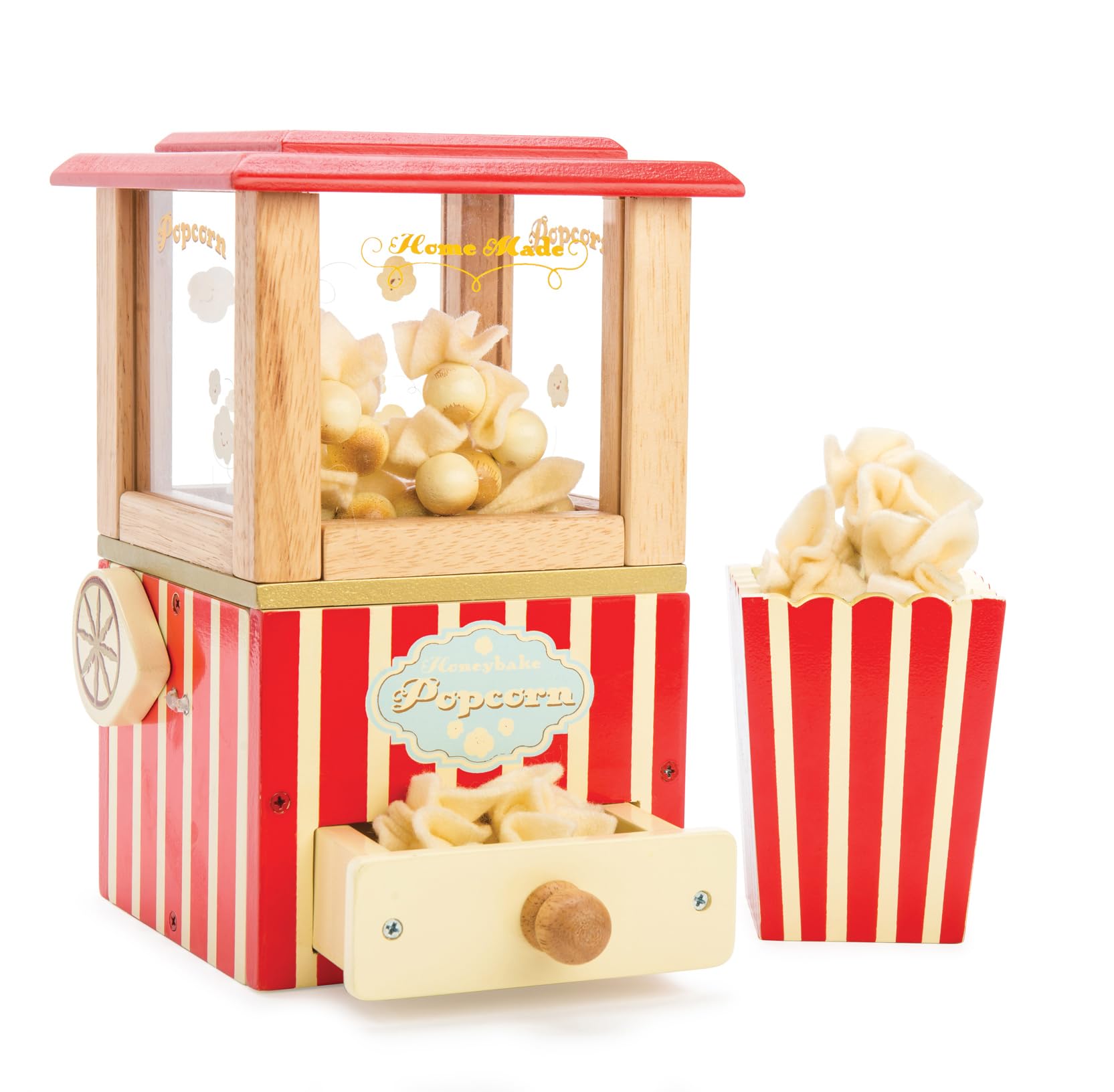Wooden Honeybake Retro Popcorn Machine | Cinema, Kitchen Or Movies Pretend Play | Movie Night Role Kids Play Toy