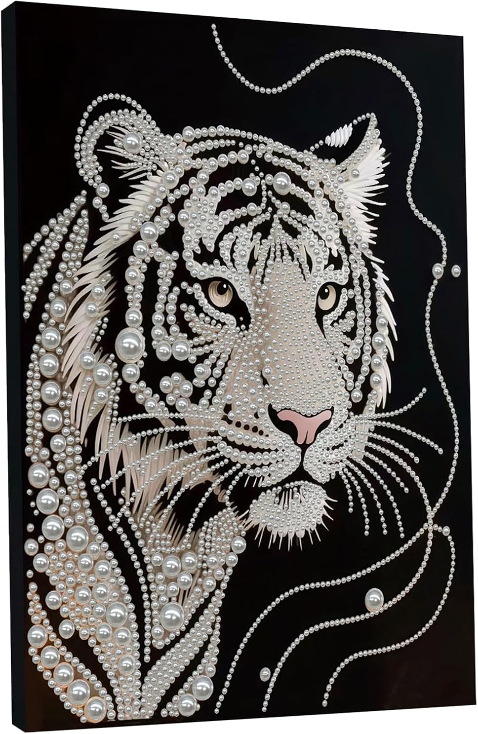DIY Diamond Pearl Painting Kit for Adults, Flower 3D Pearl Painting Craft with Wooden Frame 40x50cm, Beginner Friendly Home Wall Decor Art, Gift for Women Men Housewarming (Tiger)