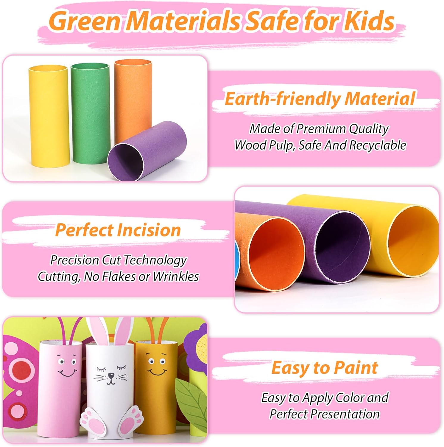 MAPVOLUT 60-Pack Multicolor Cardboard Tubes for Crafts (1.57x3.94 Inch) | Sturdy Kraft Paper Rolls for DIY Art, Craft Supplies, Holiday Decor & Painting Projects