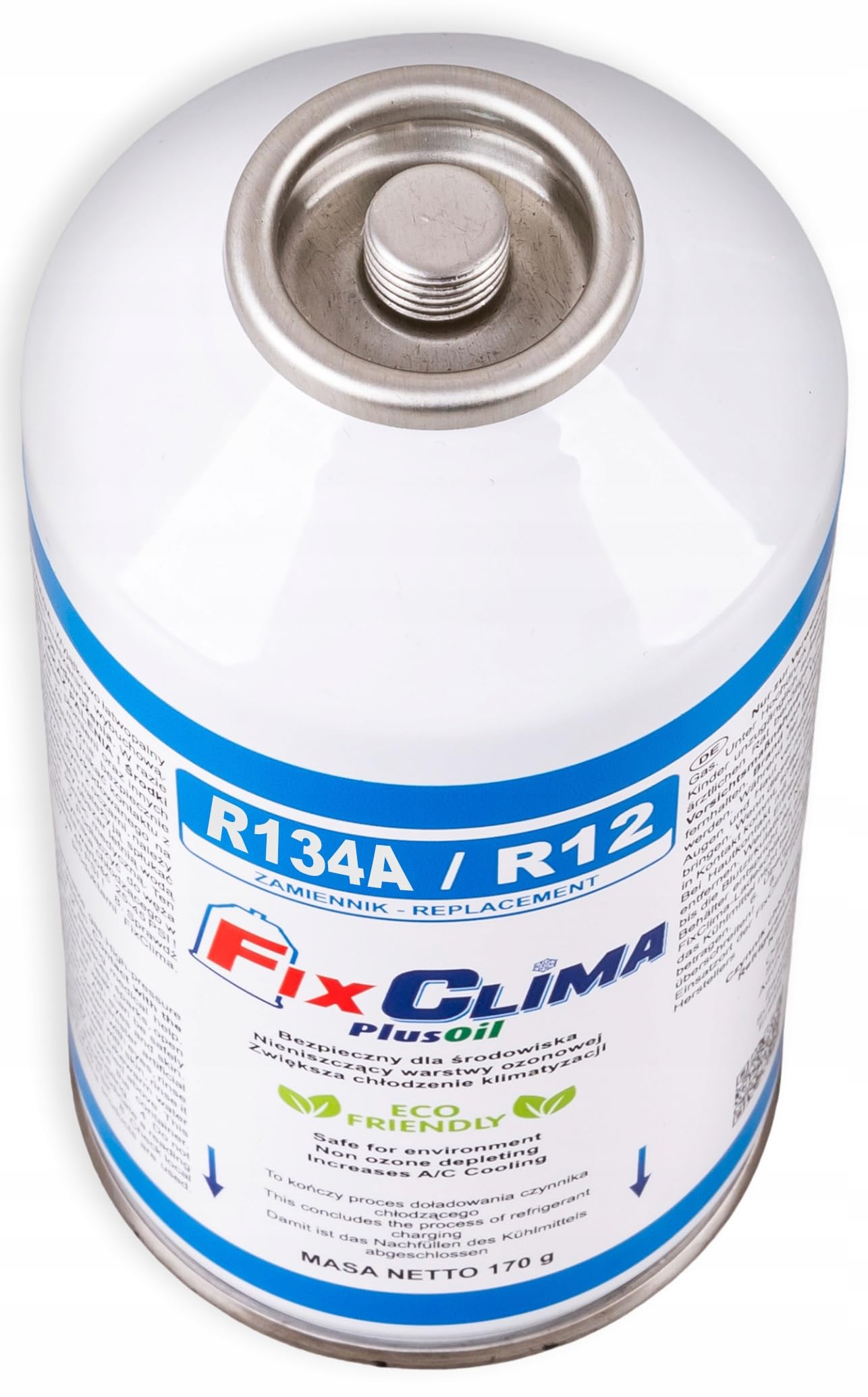 FixClima Klimaanlage Auto Nachfüllset R134a R12 Ersatz – 2x Kältemittel Gas (2x 170g) & Füllschlauch mit Manometer – für Fahrzeuge 1994-2016 – Inkl. Öl & Dichtungsmittel – DIY Klimaservice Set