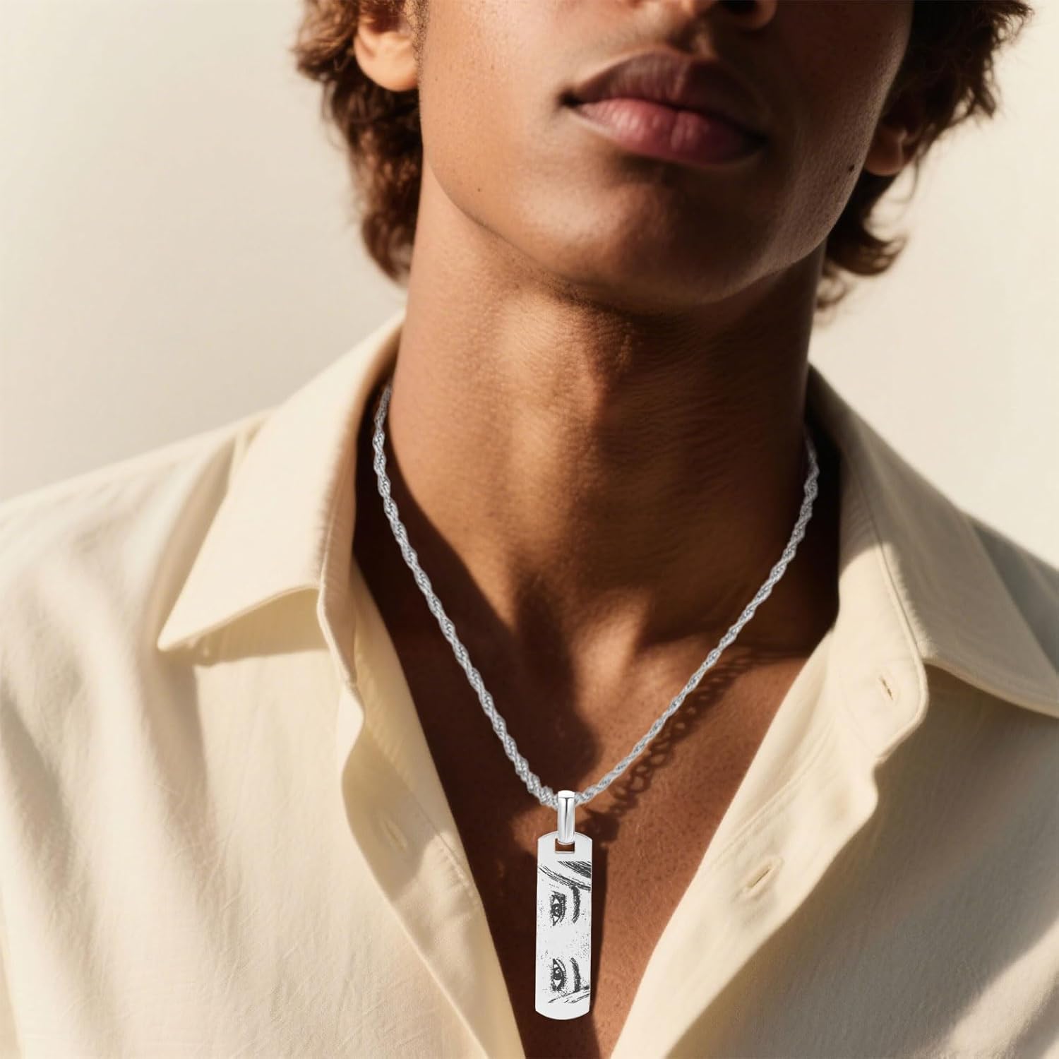 Custom Eye Necklace Picture Pendant Personalized Necklace for Men Women Picture Chain Unique Jewelry for Couples Him Her Valentines Anniversary Christmas Birthday - Image 3