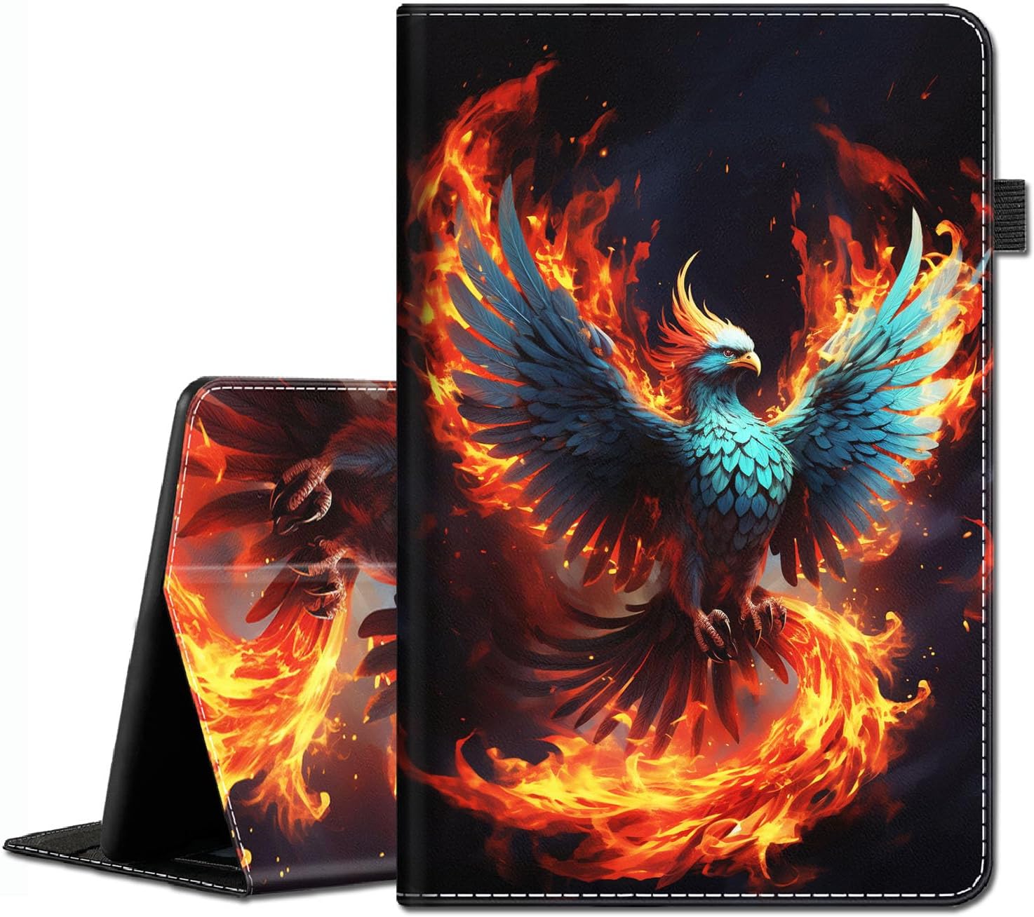 Case for All-New Amazon Fire HD 10 and 10 Plus Tablet (13th/11th Generation, 2023/2021 Release) 10.1" - Slim Fit Standing Cover with Auto Sleep/Wake，Flaming Phenix