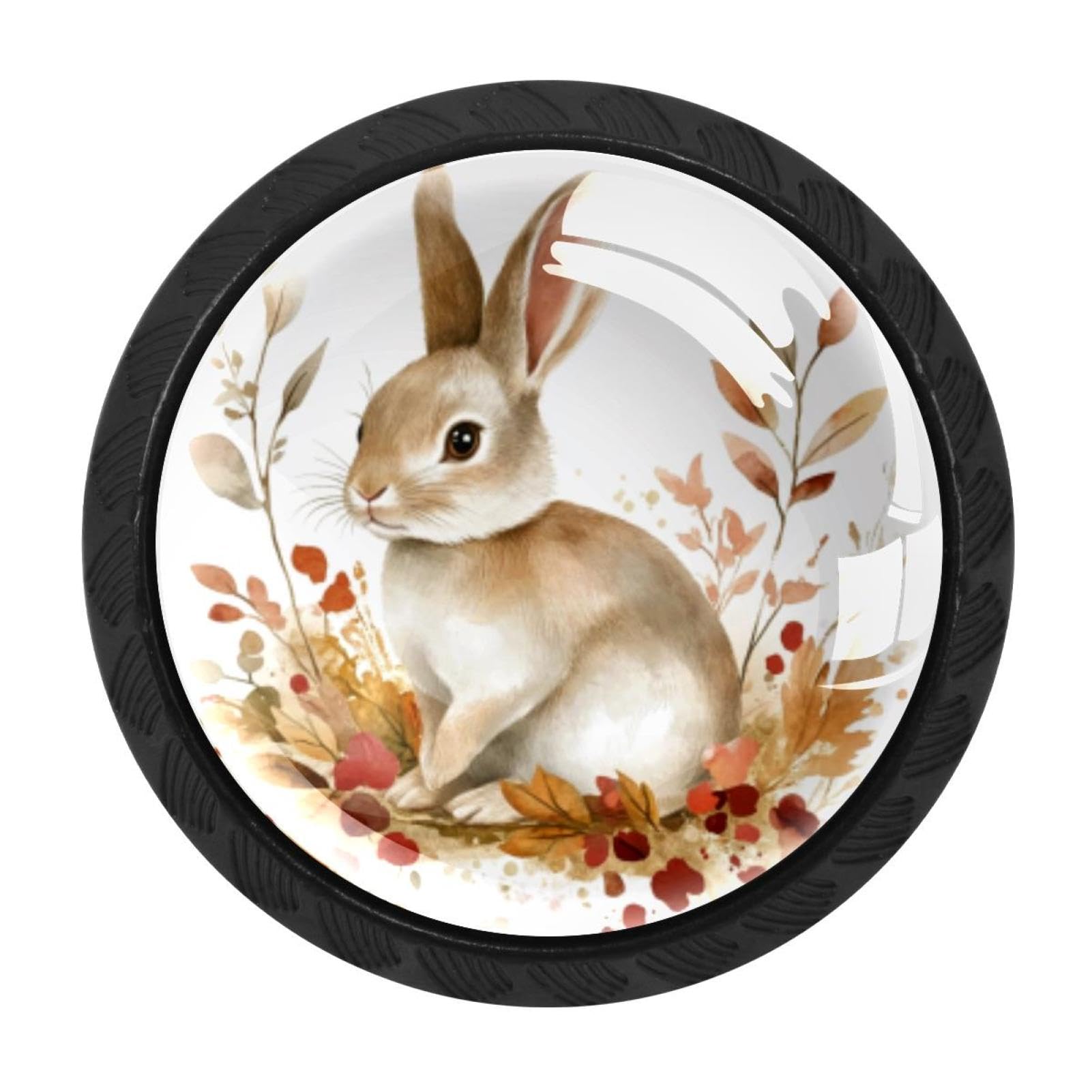 CHENZZZZ 4 Pack Easter Bunny Rabbit (6) Kitchen Cabinet Knobs Drawer Knobs Dresser Knobs Matte Black Zinc Knobs Drawer Pulls Door Knobs Dresser Drawer Handles Knobs for Dresser Drawers