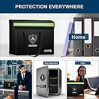 Vista 7 de Bolsas de dinero y documentos ignífugas, caja fuerte grande a prueba de fuego (15.4 x 11.8 x 5.2 pulgadas) con tira reflectante, caja de documentos
