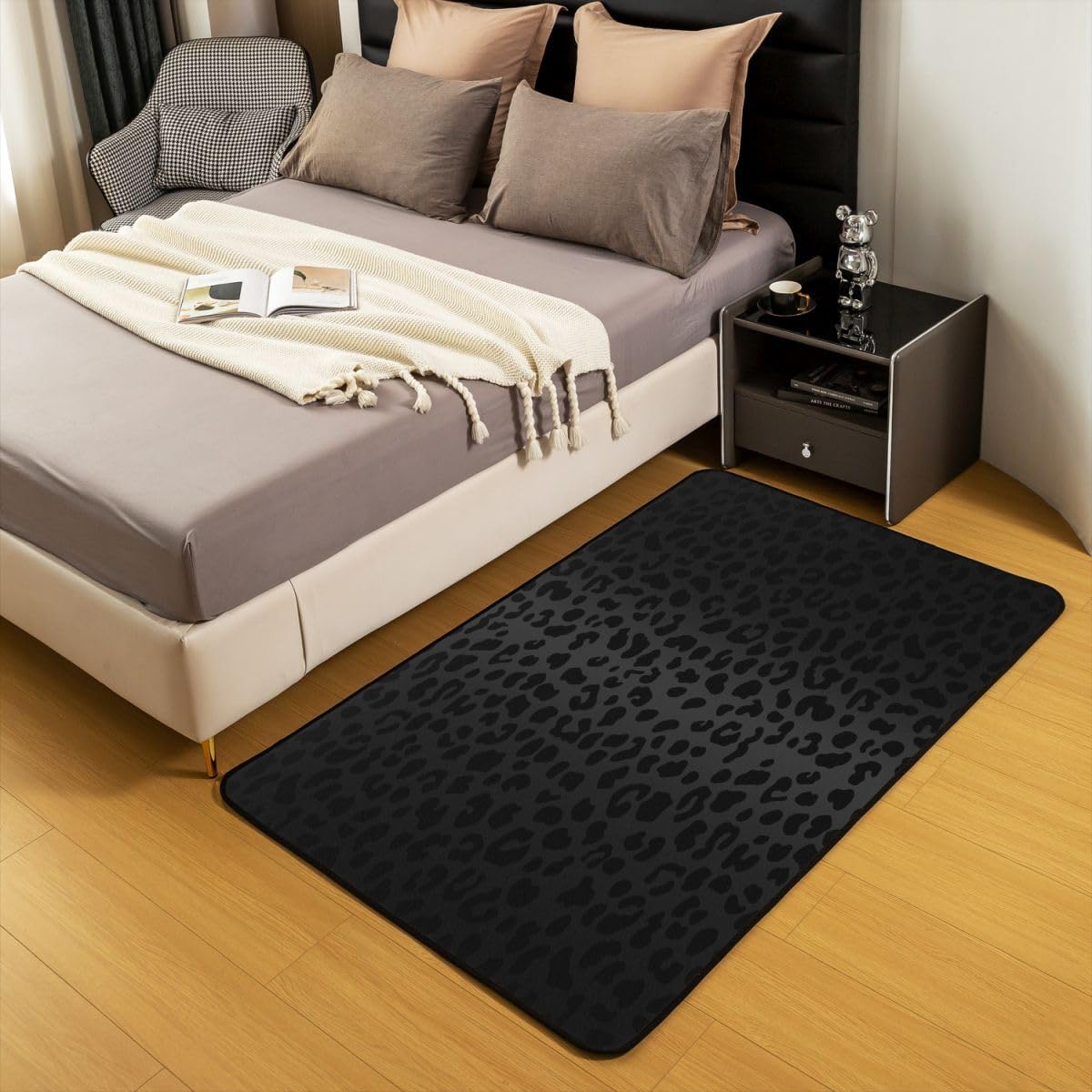 Leopard Accent Rug Area Rug 5x7 Cheetah Print Living Room Rugs for Black Wild Animal Decorative Carpet Safari Decorative Rug - Image 5