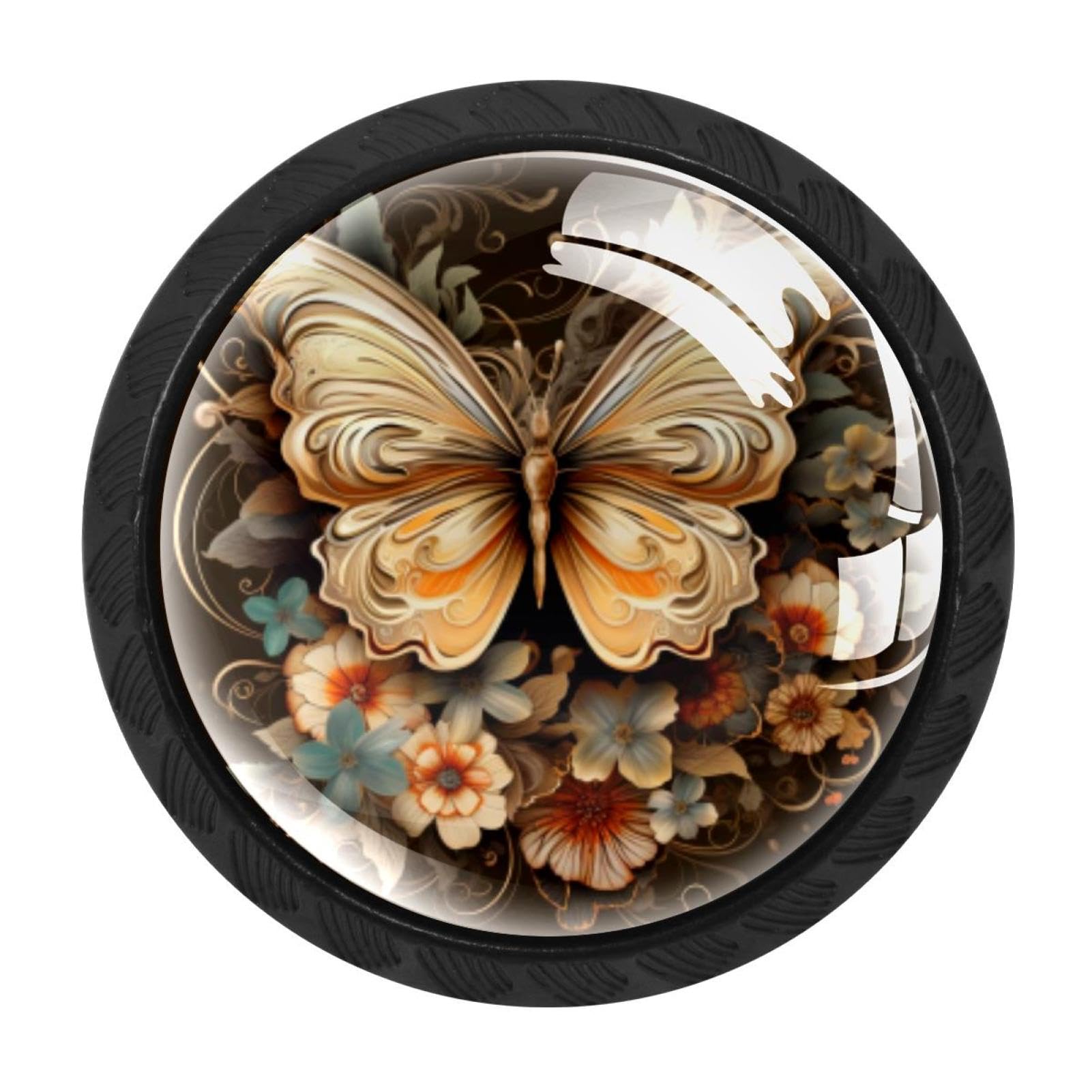 Chenzzzz Multicolored 06 4 Pcs Butterfly Cabinet Knobs Crystal Drawer Pulls For Kitchen, Bathroom Cabinet, Dresser And Cupboard