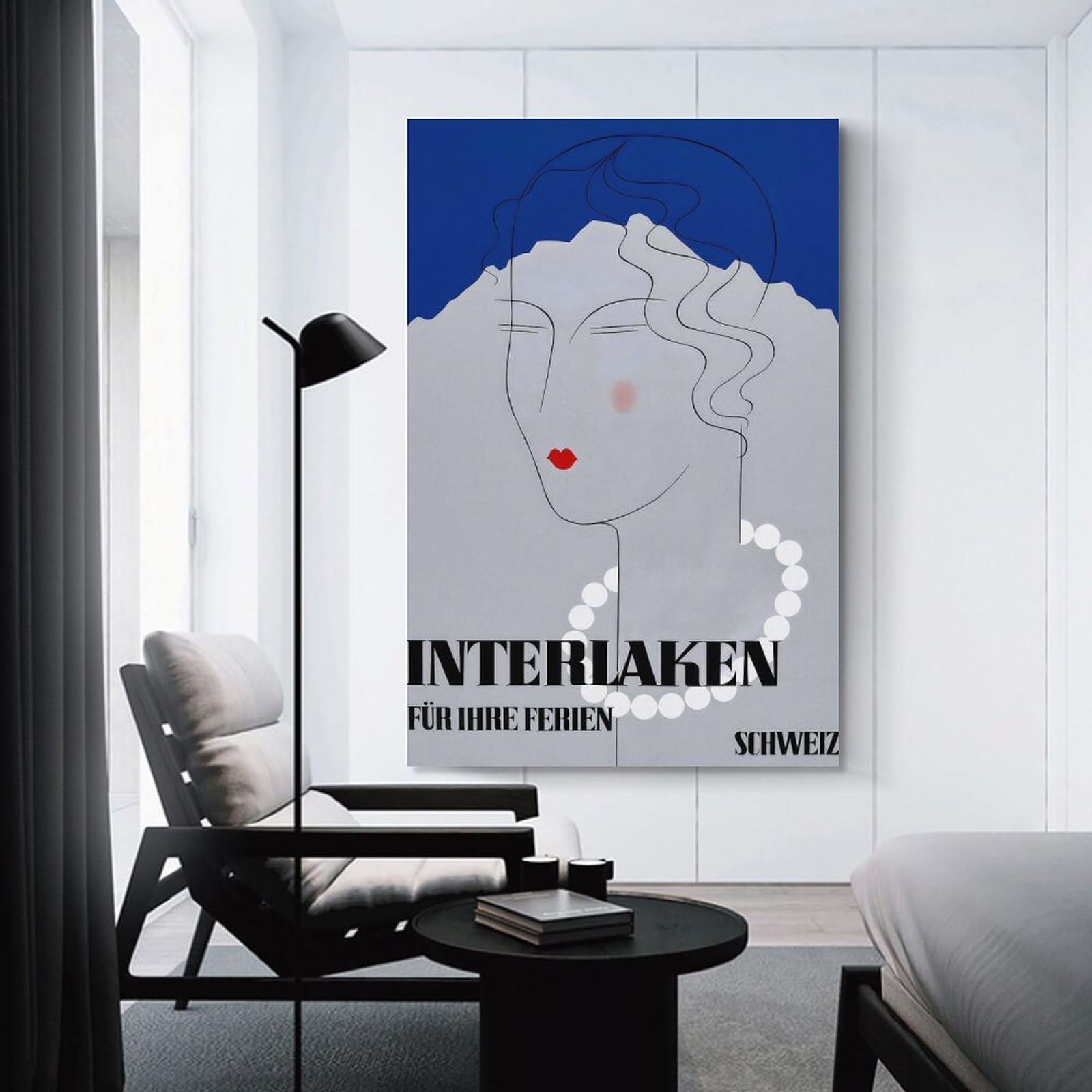 Junmoney Interlaken Switzerland Vintage Travel Wall Art Print, 12x18inch(30x45cm), for Lounge Decor, Bedroom Walls Or Flats, Decorative Artwork for Empty Walls