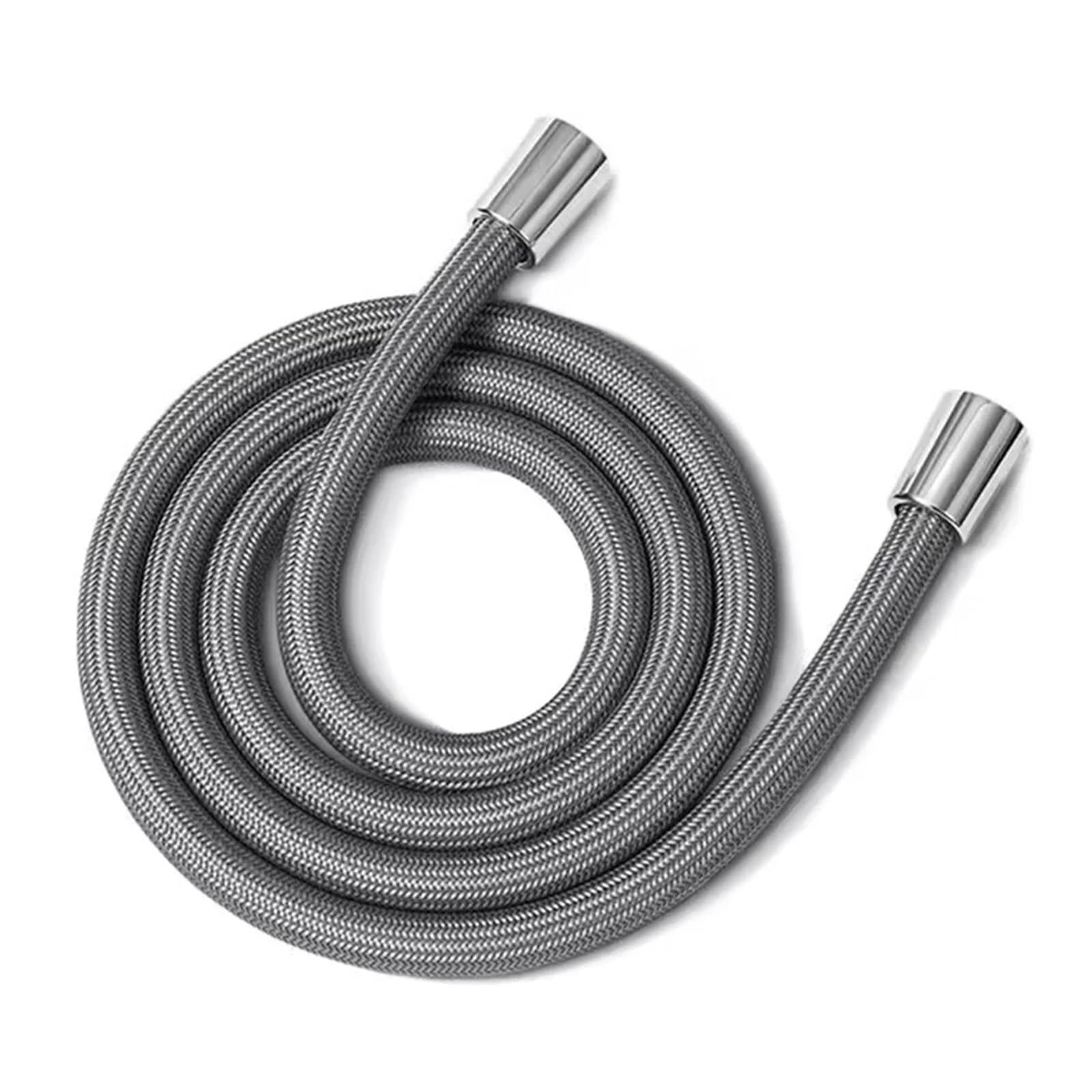JrEam 1.5/2M Anti Winding Handheld Shower Hose GI/2 Flexible Shower Tube High Pressure Universal Interface Bath Shower Nylon Pipe(Grey,2.0M)