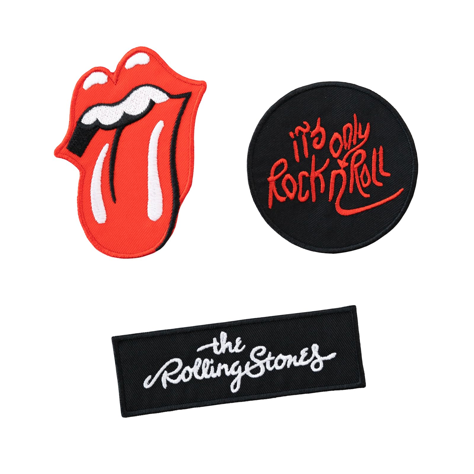 Grupo Erik Iron On Patches for Clothing - The Rolling Stones Merch | 3 Sew On Patches for Clothing & for Backpacks, Backpack Accessories | Rolling Stones Gifts Under 15 Pounds