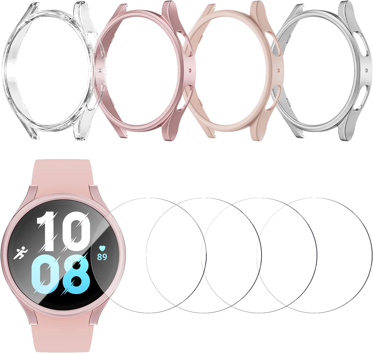 Galaxy Watch Active 2 Glas Tauschen [4+4Stück] Jvchengxi Matt Hülle 40mm für Samsung Galaxy Watch 5