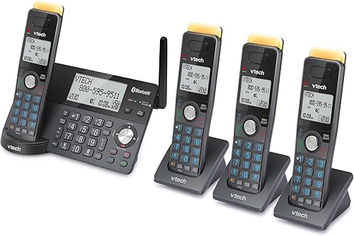 Miniatura 10 de VTech IS8128-41 Teléfono inalámbrico DECT 6.0 de 4 teléfonos de alcance súper largo para el hogar con contestador automático, rango de 2300 pies,