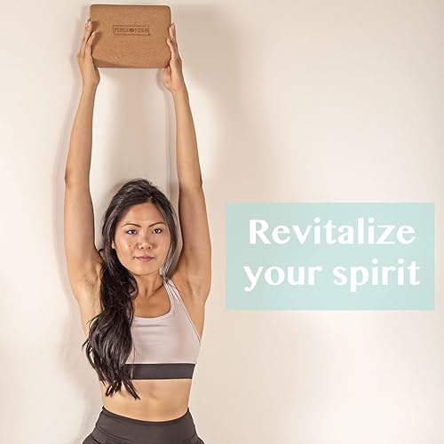 Miniatura 6 de Bloques de yoga de madera de corcho con diseños de primera calidad, paquete de 2