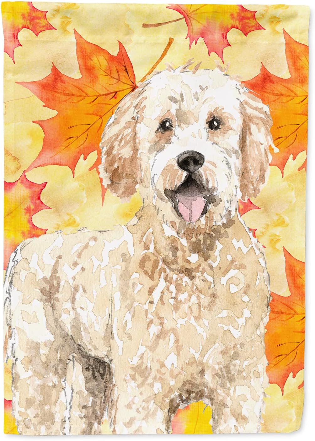 Caroline's Treasures CK1842CHF Fall Leaves Goldendoodle House Flag Large Porch Sleeve Pole Decorative Outside Yard Banner Artwork Wall Hanging, Polyester, House Size, Multicolor