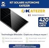 KELI - Connected Autonomous Solar Kit - Ready to Plug and Play Solution - Full Black Katezer Panel - Easy Installation - Production Monitoring - 3 Installation Types - Floor, Wall, Balcony (KIT DOUBLE - 3