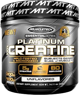 Creatine Monohydrate Powder | Platinum | Pure Micronized | Muscle Recovery + Builder for Men & Women | Workout Supplements | Unflavored (80 Servings)