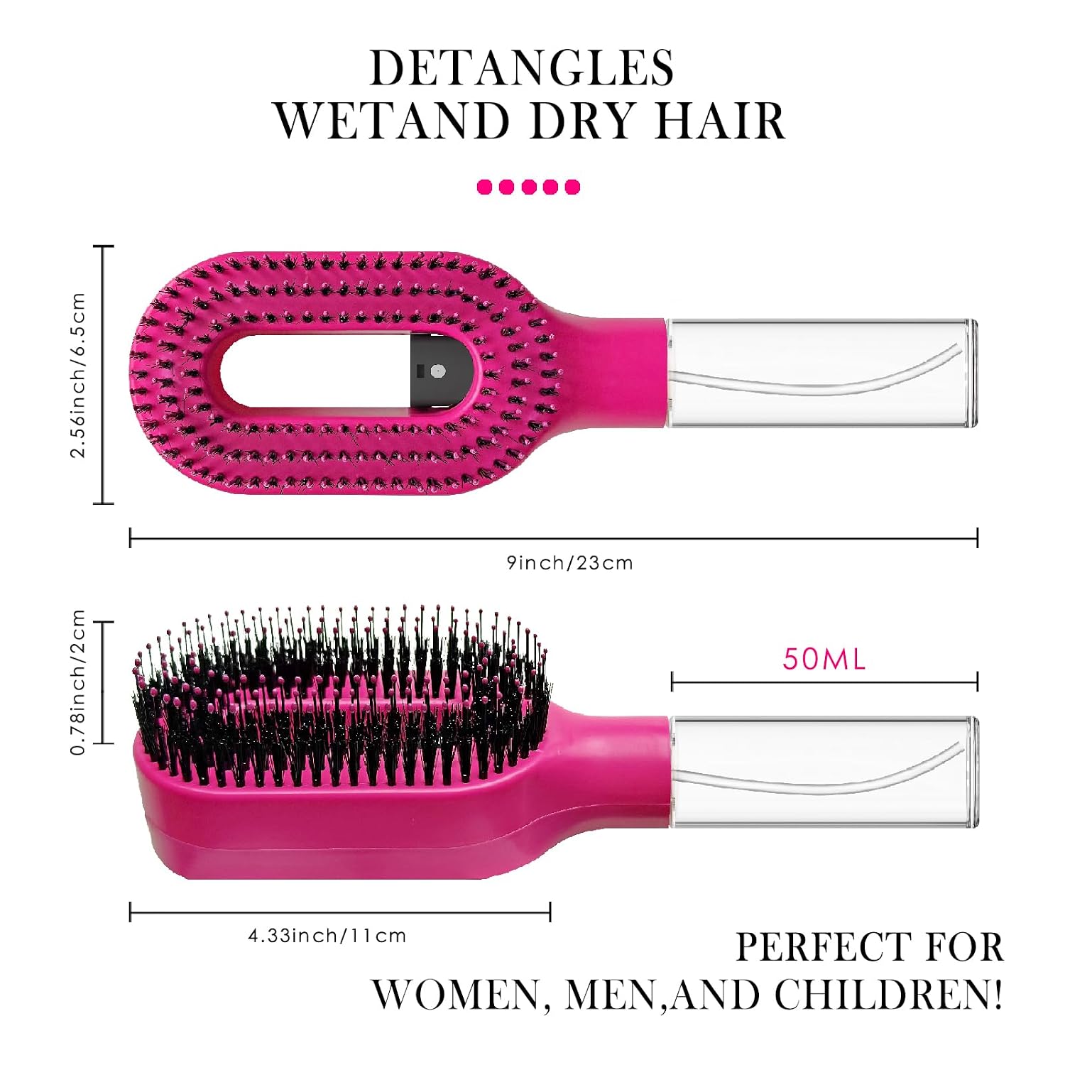 Condition photo showing As Is for 2-in-1 manual non-electric detangler hair brush with built-in mister spray, wet & dry detangling brush for curly, wavy & straight hair, no-tangle anti-frizz brush,reservoir 50ml(red)