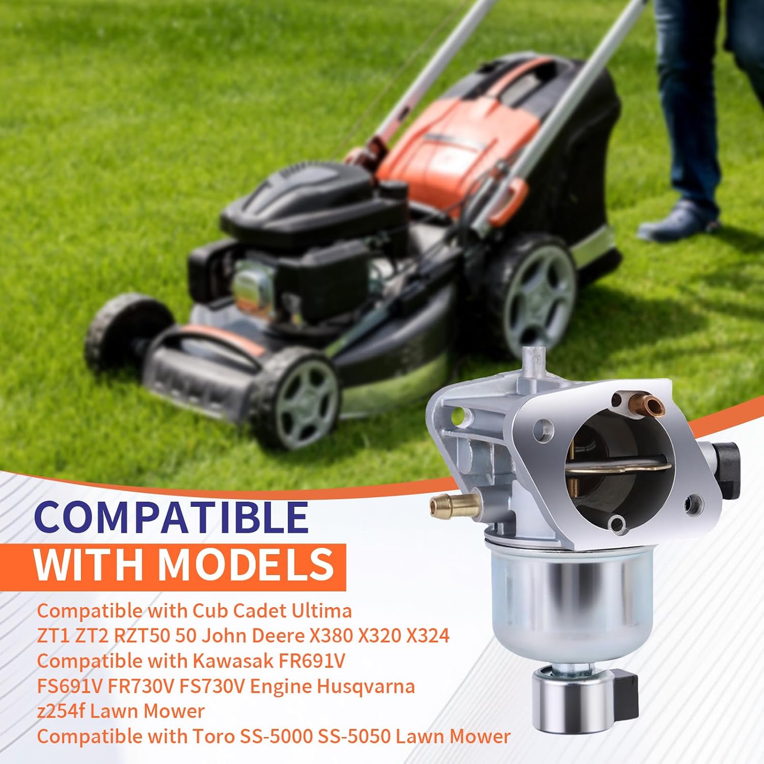 FR691V Carburetor Compatible with Kawasaki FR691V FR730V FS691V FS730V Cub Cadet ZT1 ZT2 RZT50 John Deere X320 X324 X380 Husqvarna Z254F Toro SS5000 SS5050 Lawn Mower Engines Replacement Part