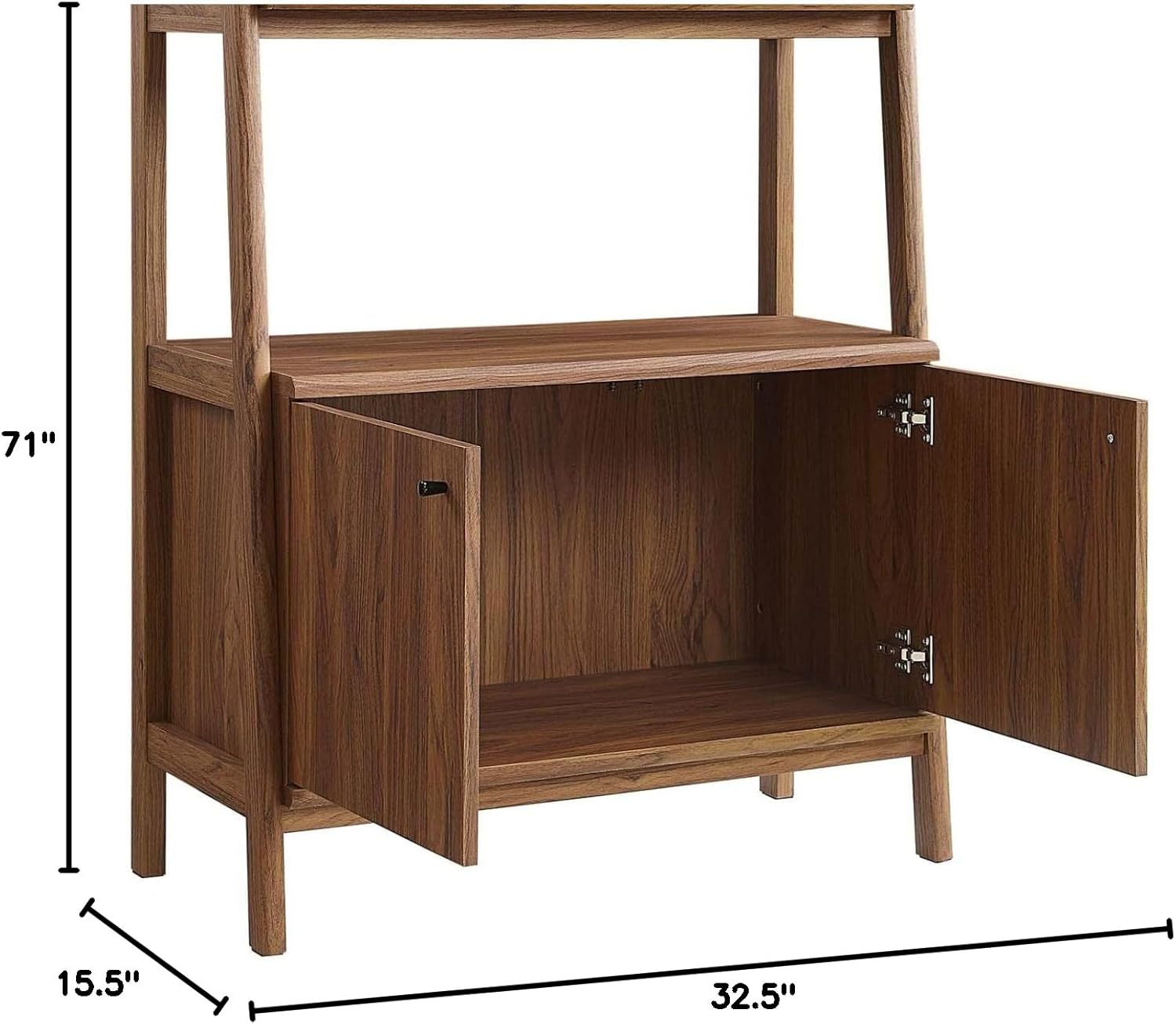 Modway 33" Bookshelf Display Case in Walnut