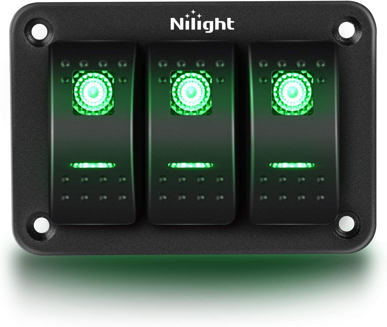 Nilight 3 Gang Aluminum Rocker Switch Panel Toggle Dash 5 Pin ON Off